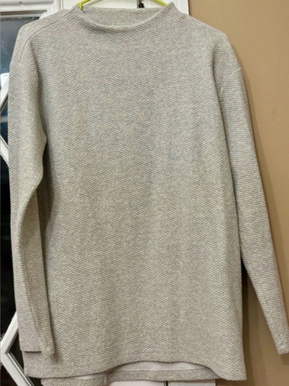 Lands’ End Gray Textured Mock Neck Tunic Sweater S